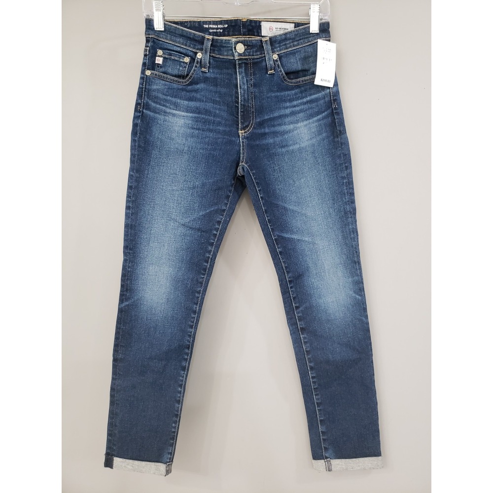 NEW AG Adriano Goldschmied The Prima‎ Roll Up Cigarette Jeans Mid Wash Size 27 - Picture 8 of 9
